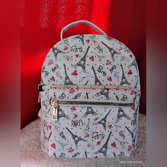 VEGAN LEATHER PARIS DESIGN MINI BACKPACK - Picture 8 of 11